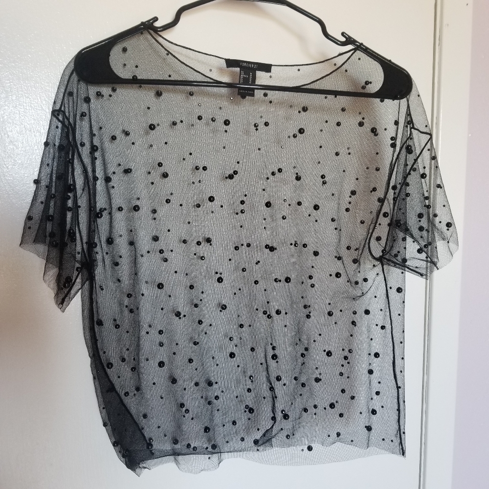 [2 for $10] Forever 21 mesh embellished top